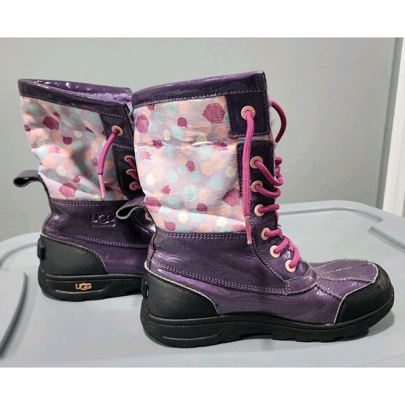 UGG Butte Winter Boots Kids Youth Size 4 Purple With Glitter Waterproof - Picture 6 of 6